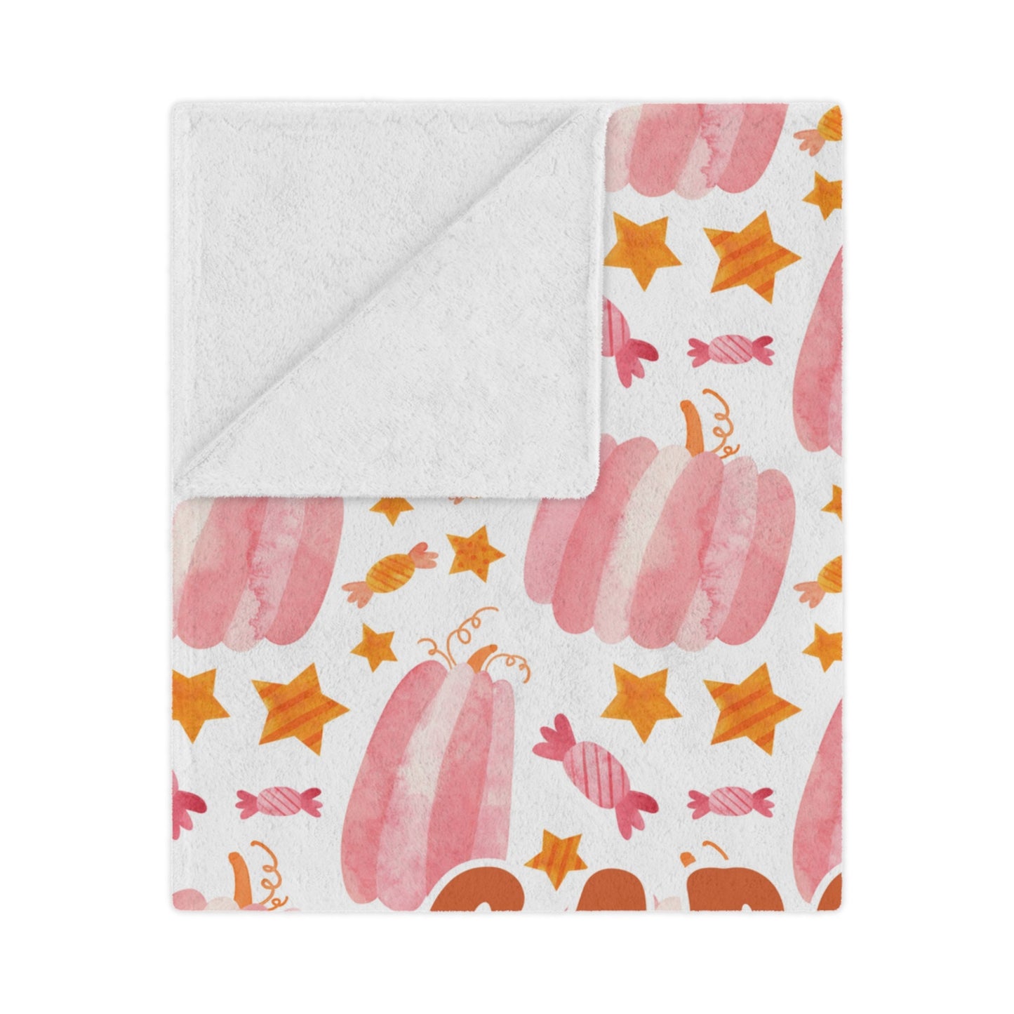 Personalized Halloween Pink Pumpkin Blanket