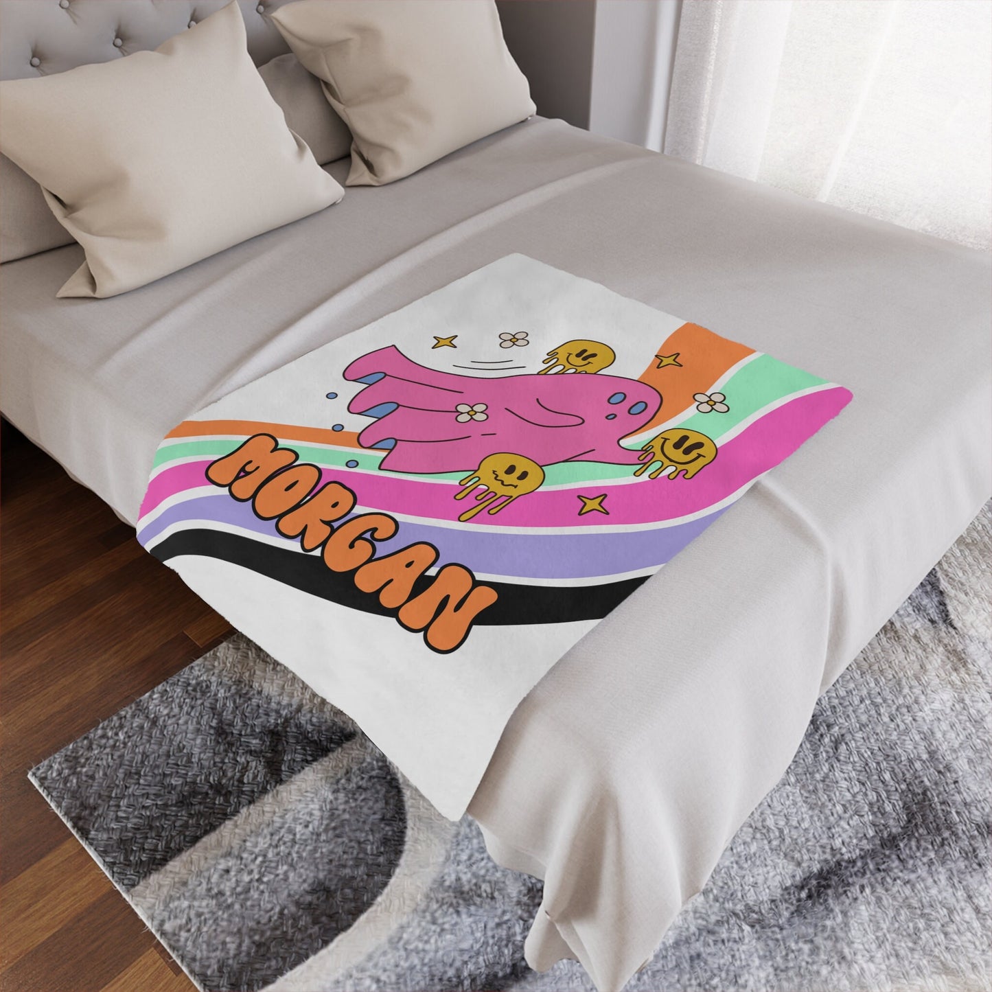 Personalized Halloween Retro Ghost Blanket