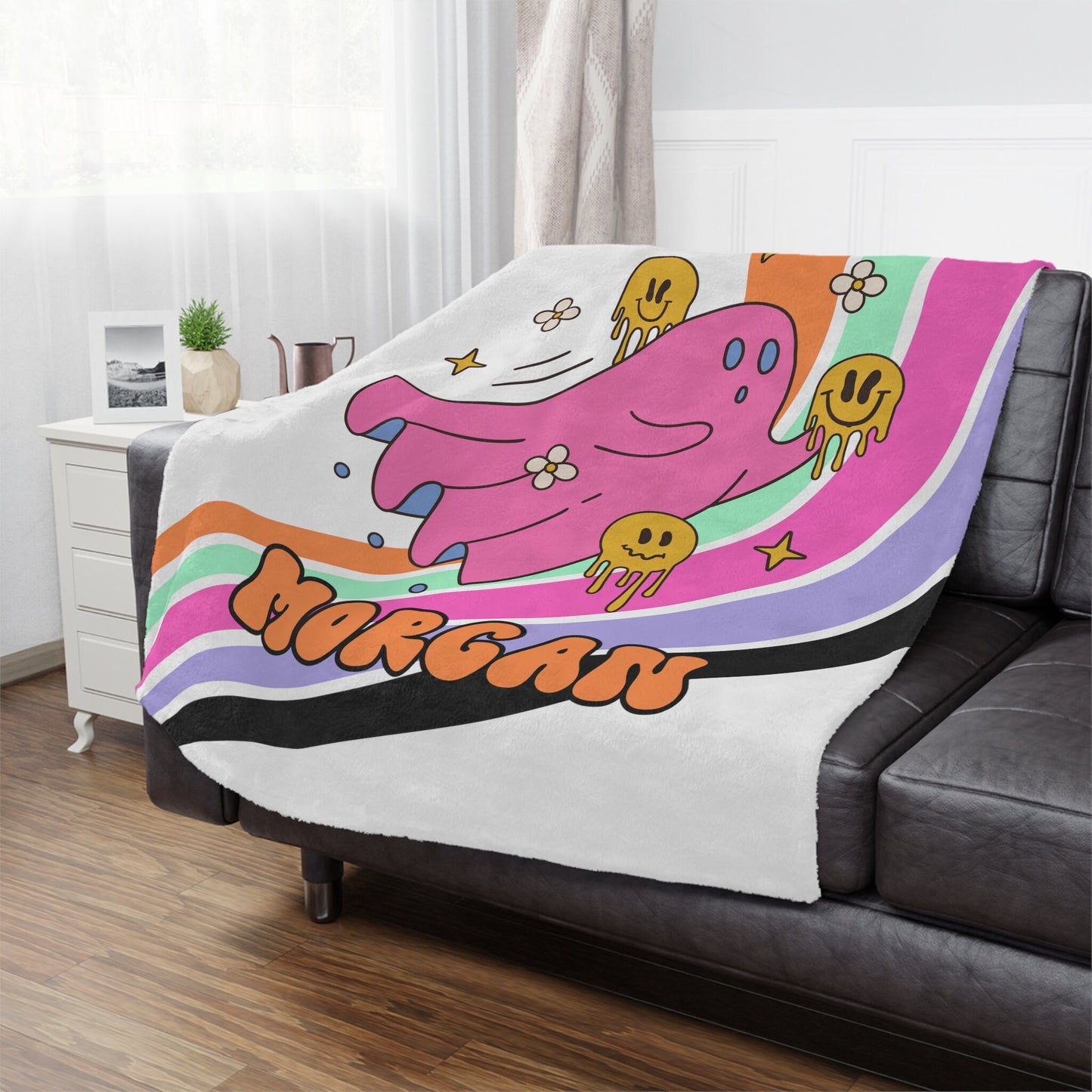 Personalized Halloween Retro Ghost Blanket