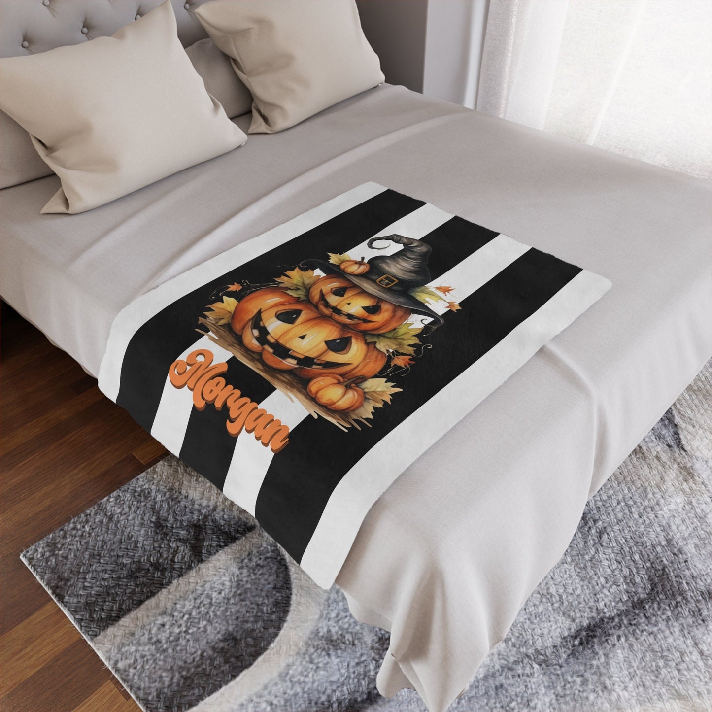 Personalized Halloween Pumpkin Blanket