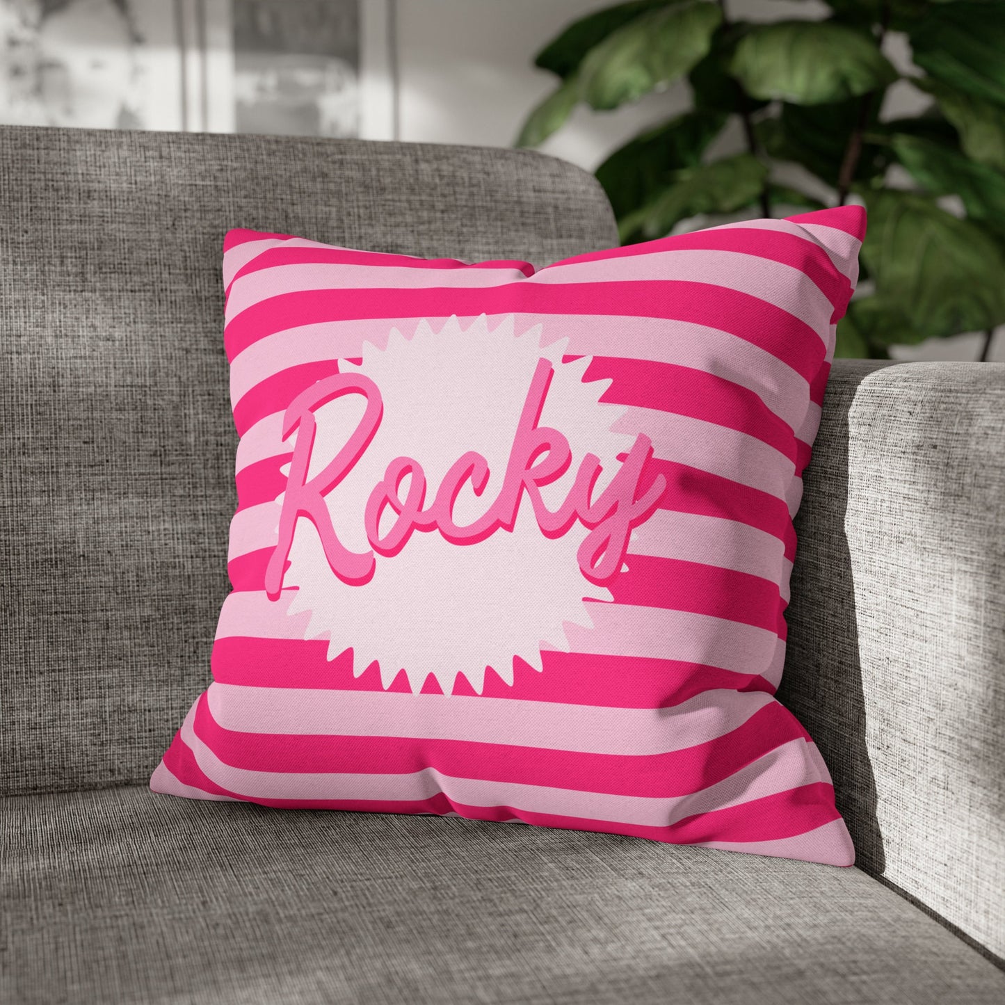 Personalized Pink Throw Pillow Cover