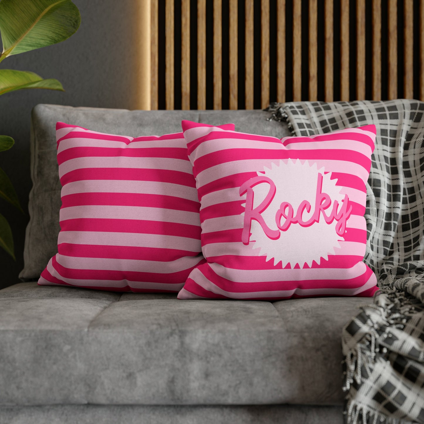 Personalized Pink Throw Pillow Cover