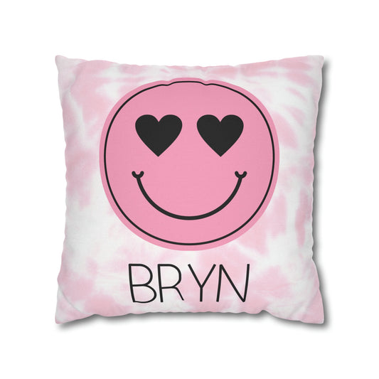 Personalized Smiley Face Tie Dye Pillow Cover