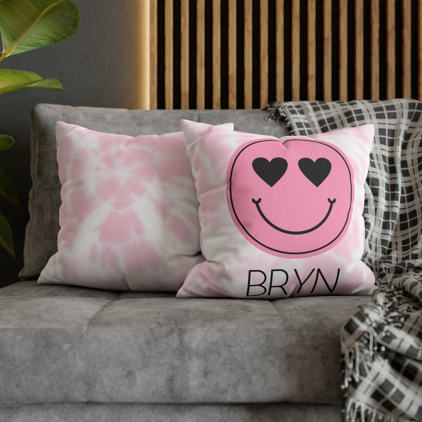 Personalized Smiley Face Tie Dye Pillow Cover