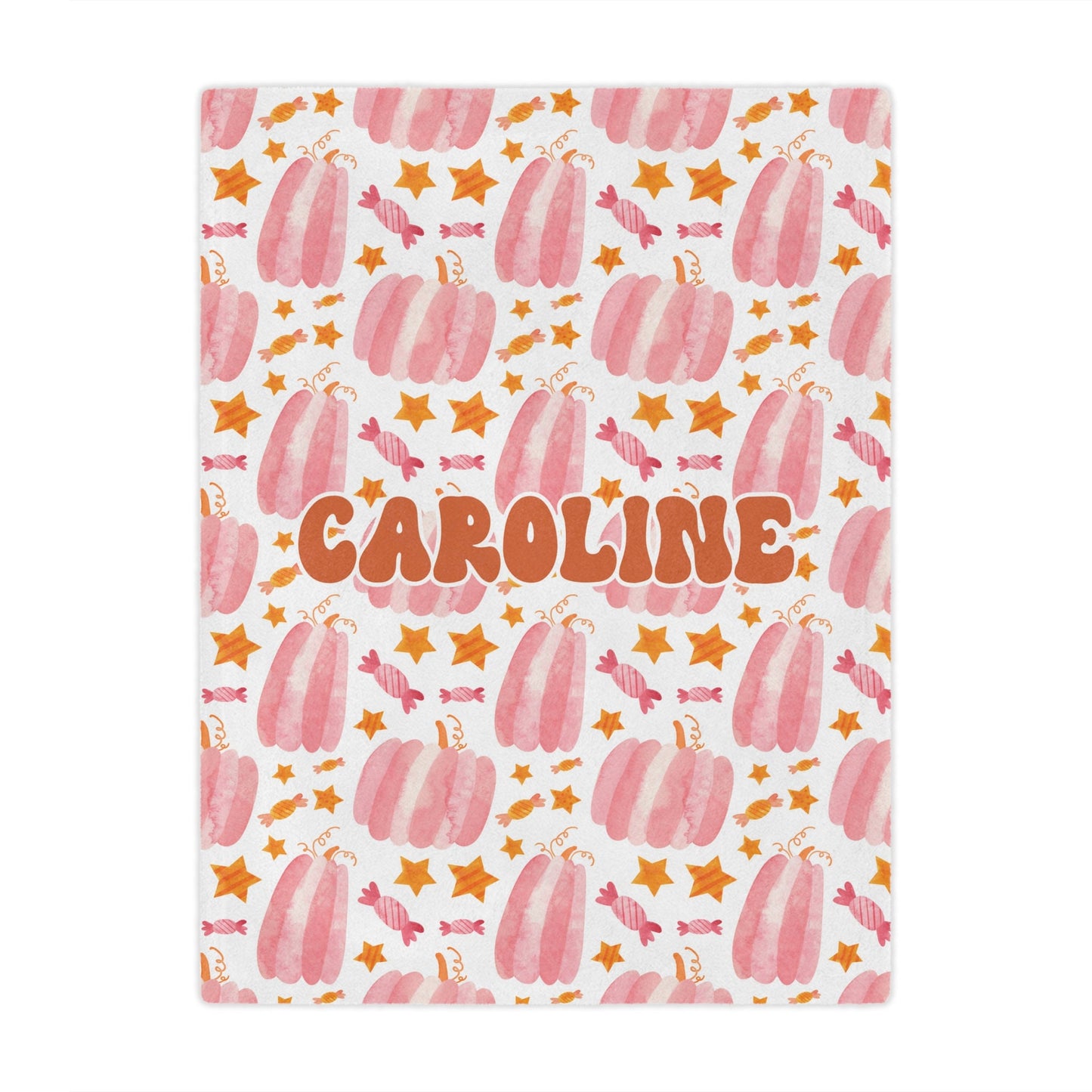 Personalized Halloween Pink Pumpkin Blanket