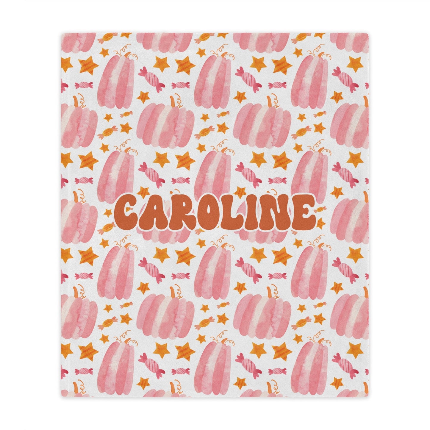 Personalized Halloween Pink Pumpkin Blanket