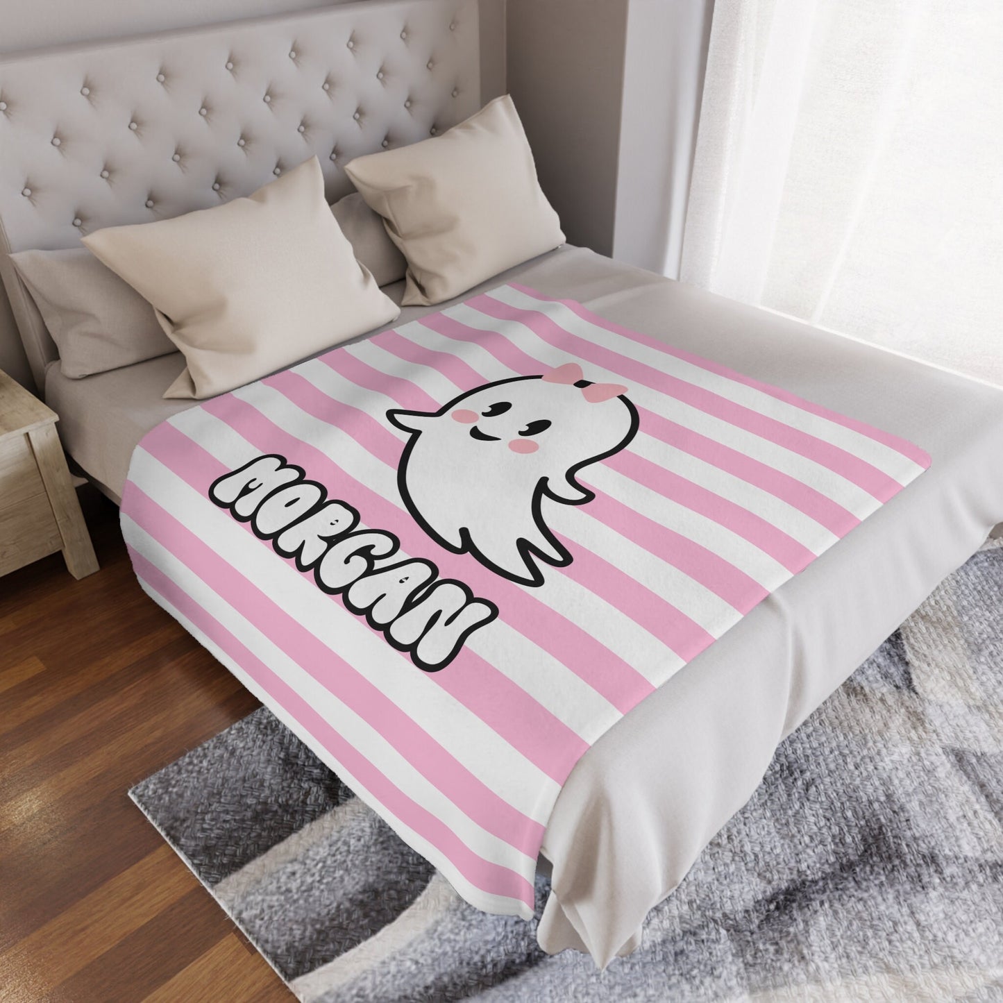 Personalized Girly Ghost Halloween Blanket