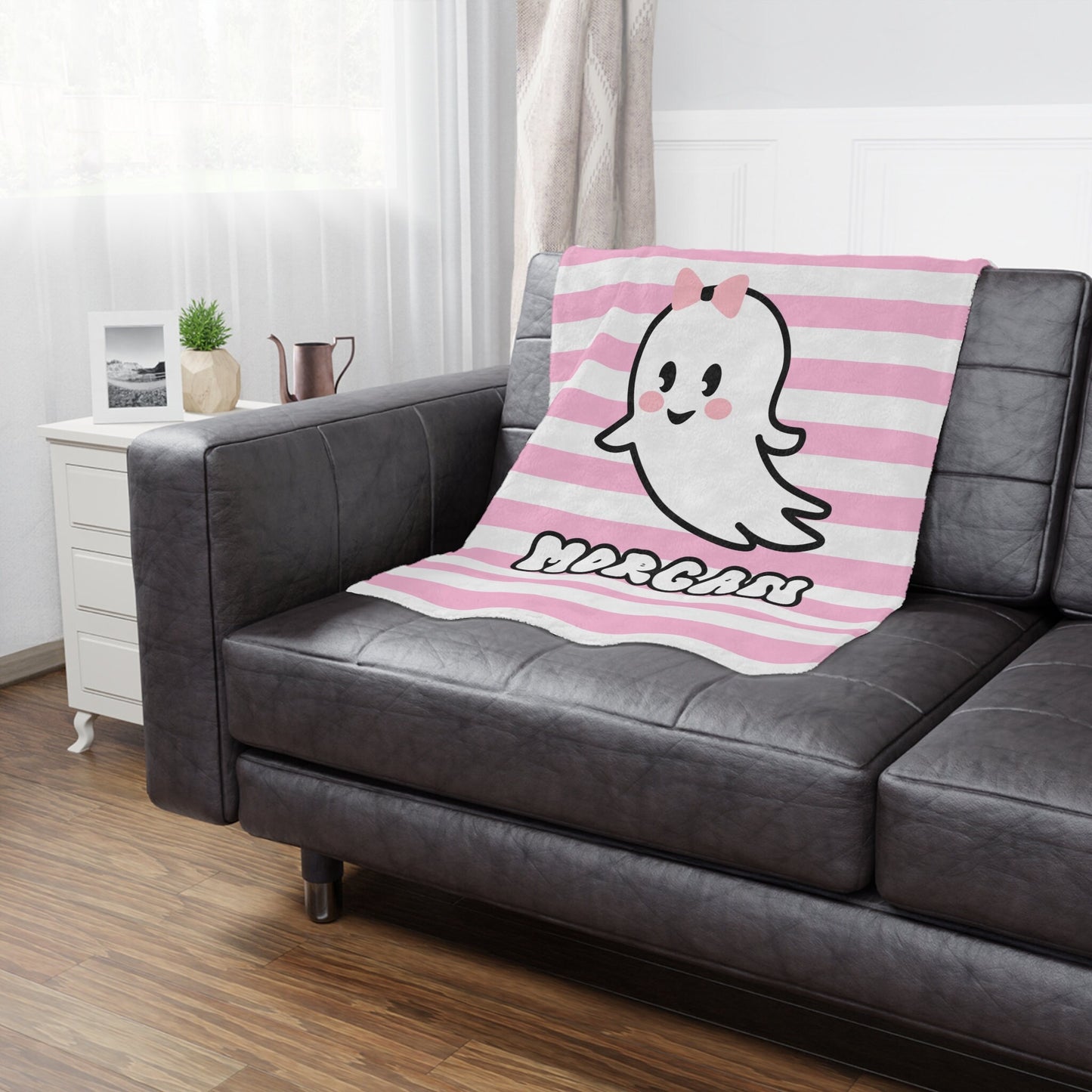 Personalized Girly Ghost Halloween Blanket