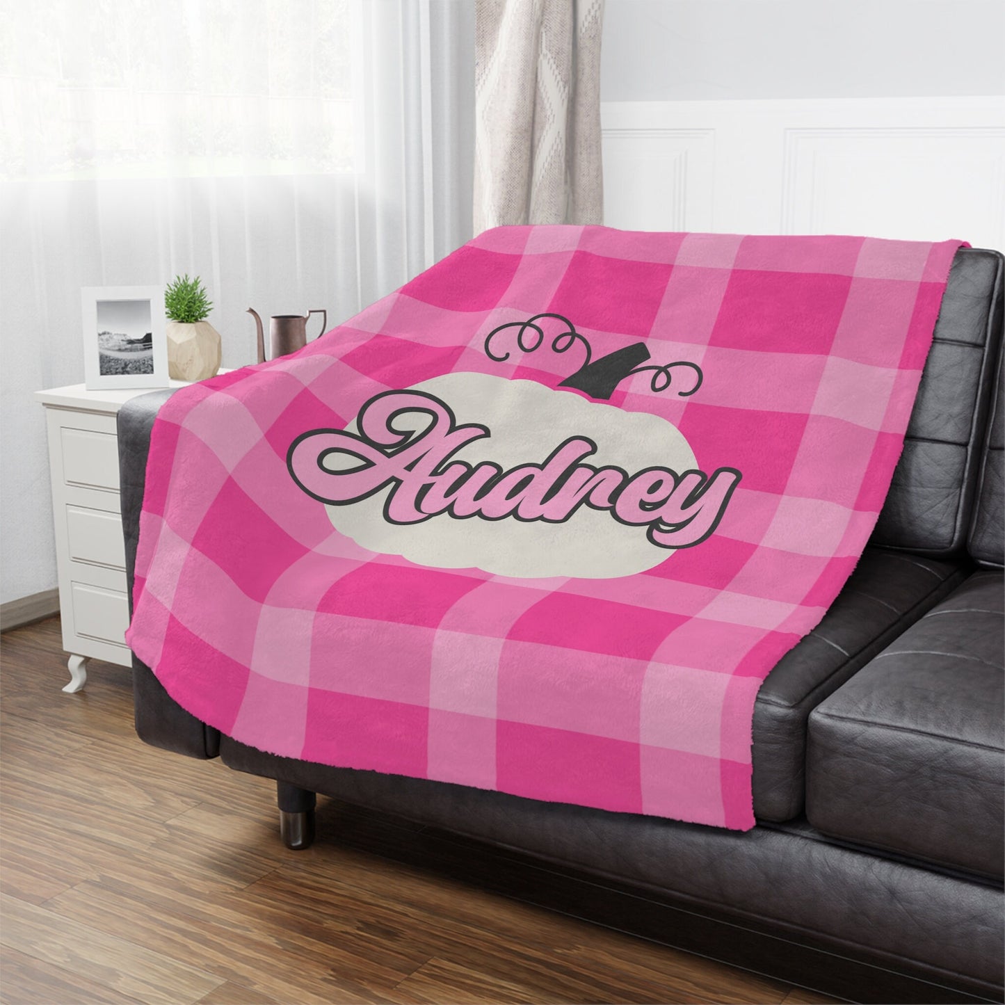 Personalized Pink Fall Halloween Blanket