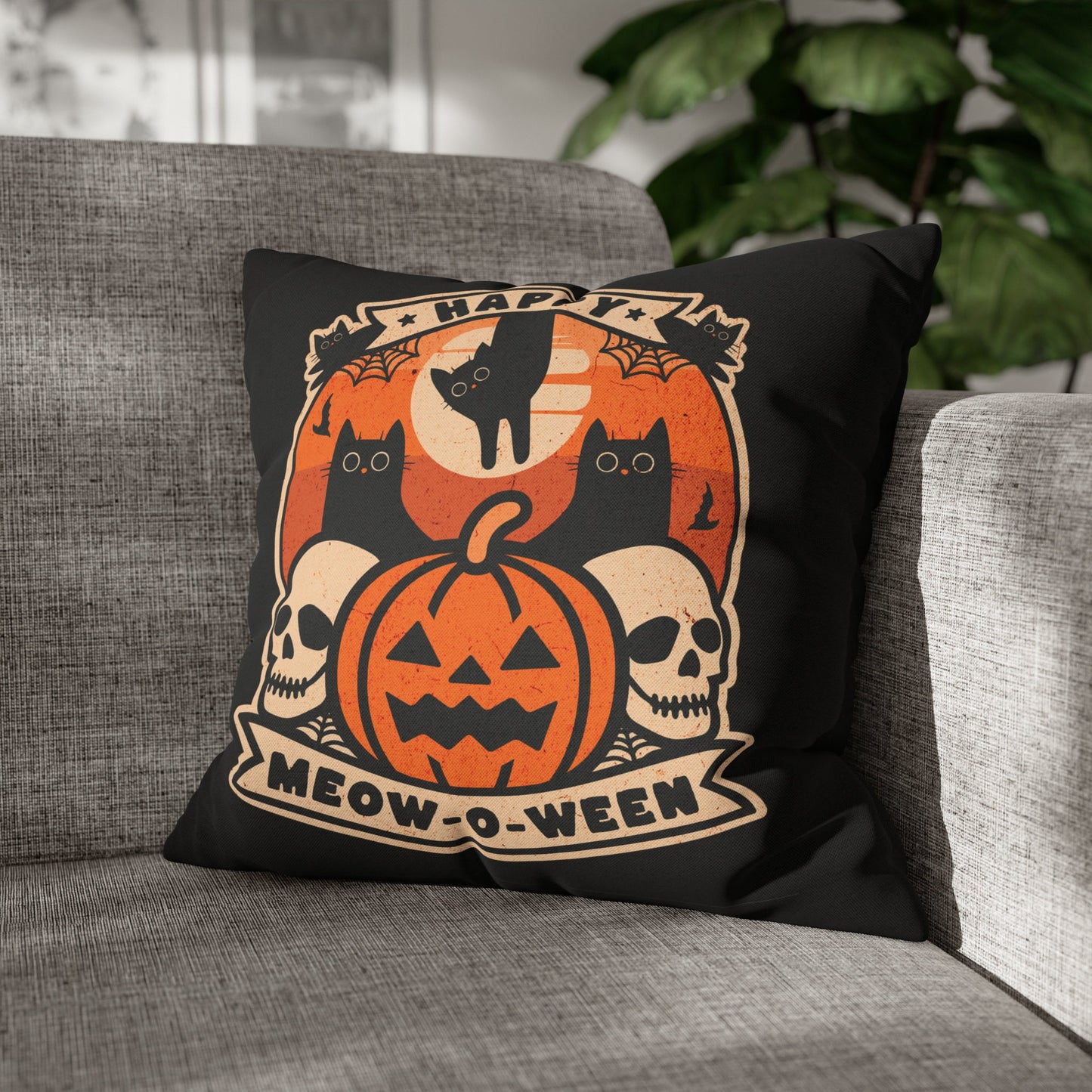 Halloween Cat Pillow Cover