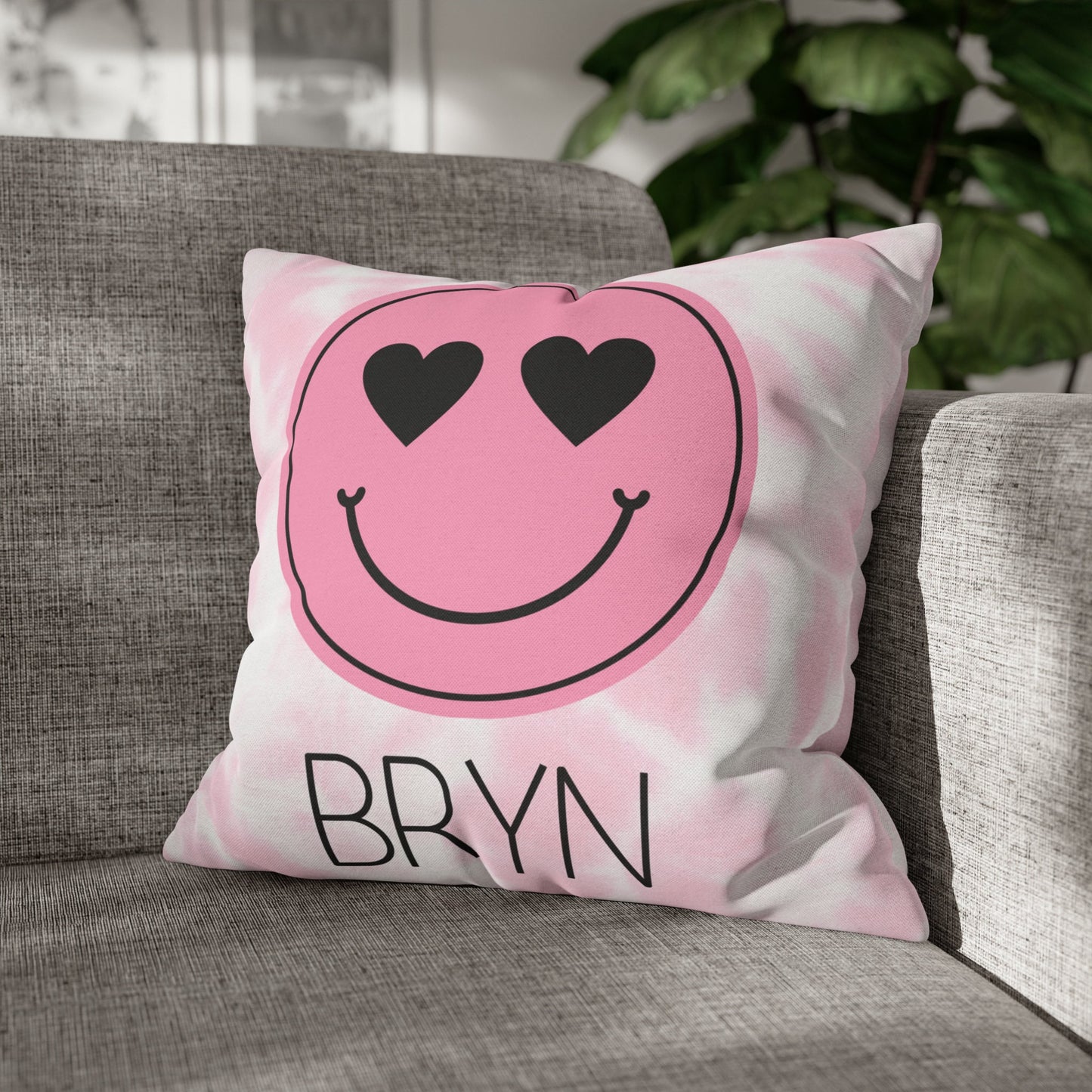 Personalized Smiley Face Tie Dye Pillow Cover