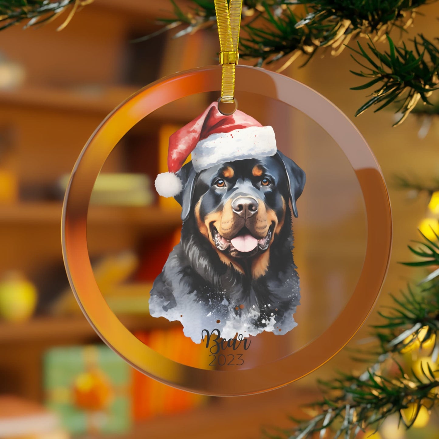 Personalized Rottweiler Christmas Ornament