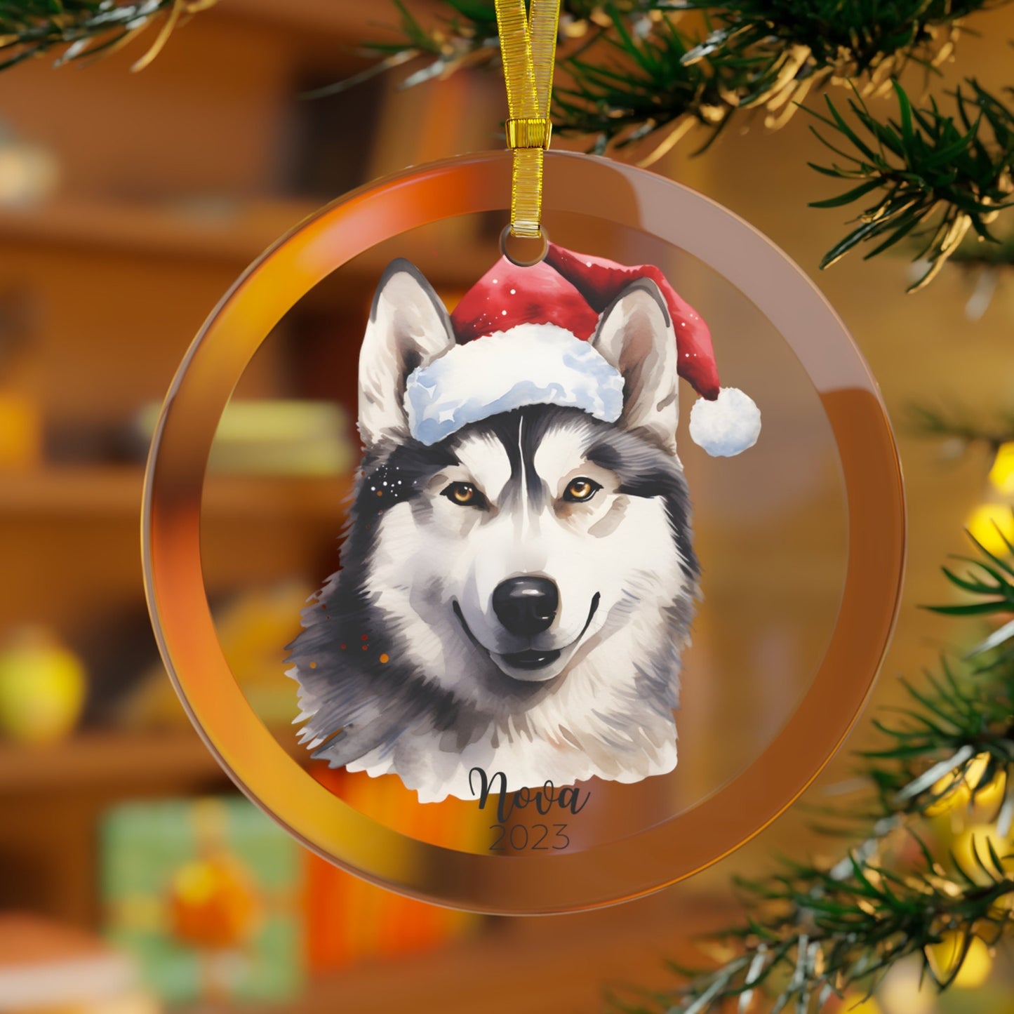 Personalized Husky Christmas Ornament