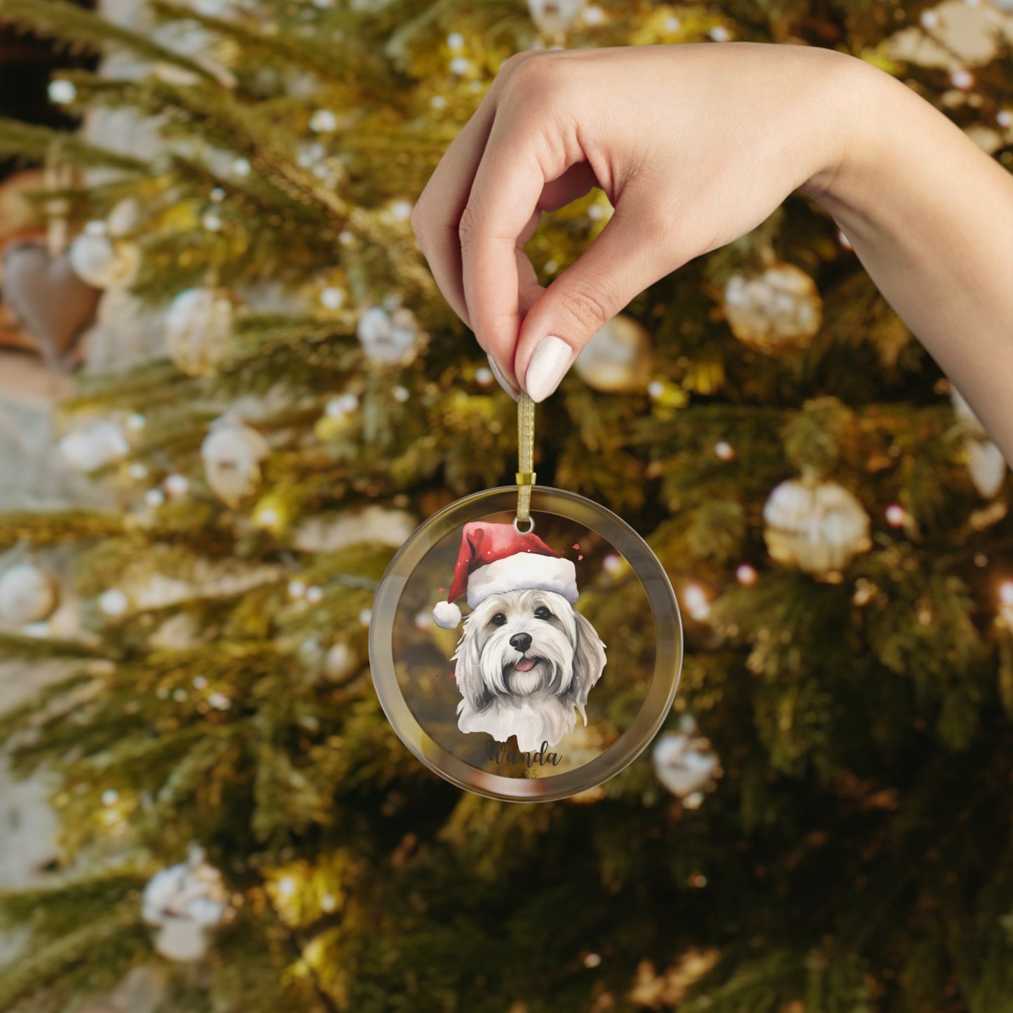 Personalized Bolognese Shih Tzu Cavachon Havanese Christmas Ornament