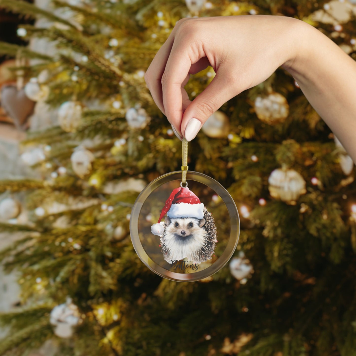 Personalized Hedgehog Christmas Ornament