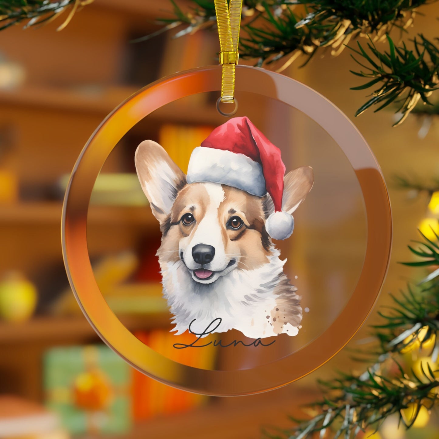 Personalized Corgi Christmas Ornament