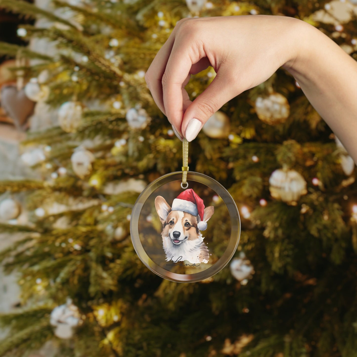 Personalized Corgi Christmas Ornament