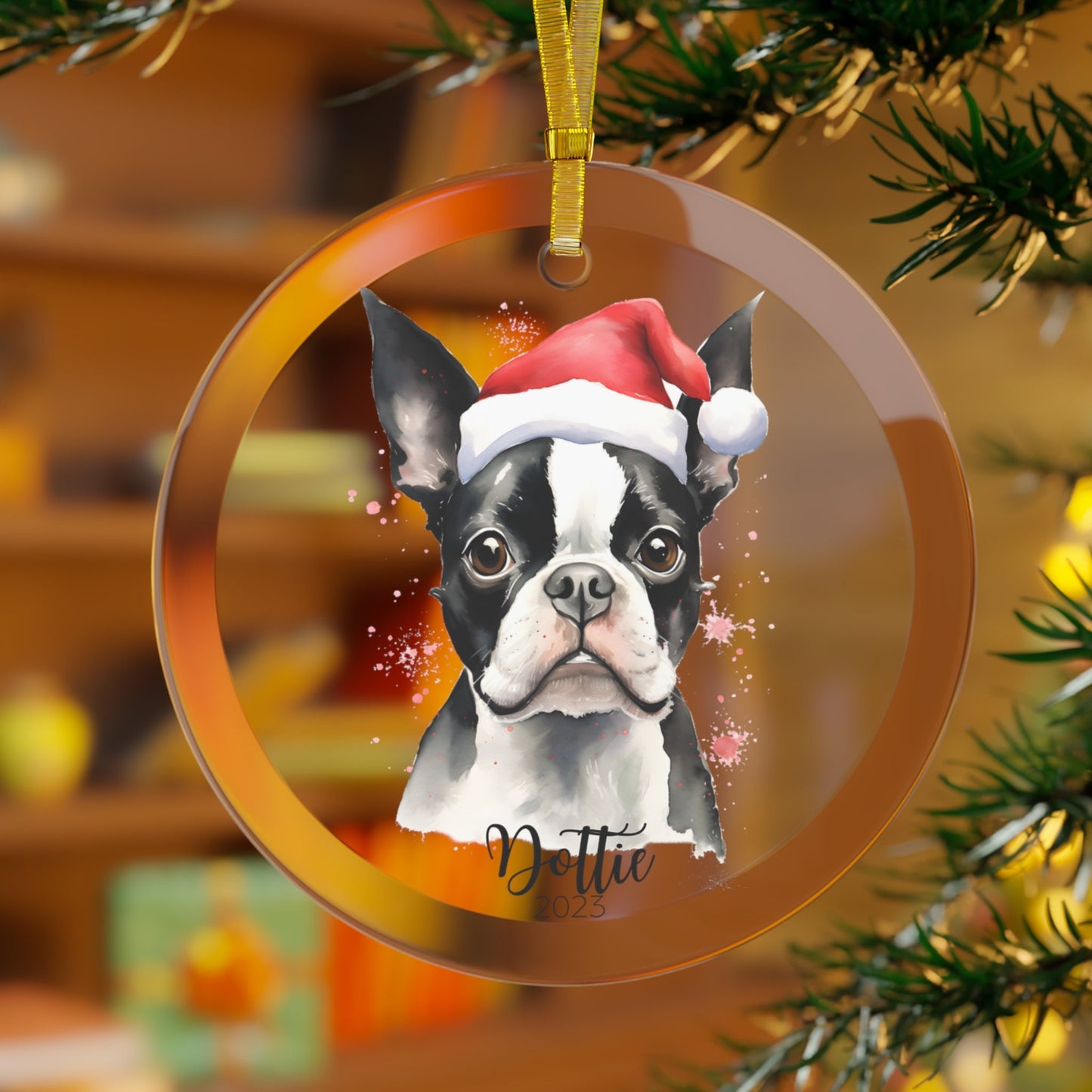 Personalized Boston Terrier Chrismtas Ornament