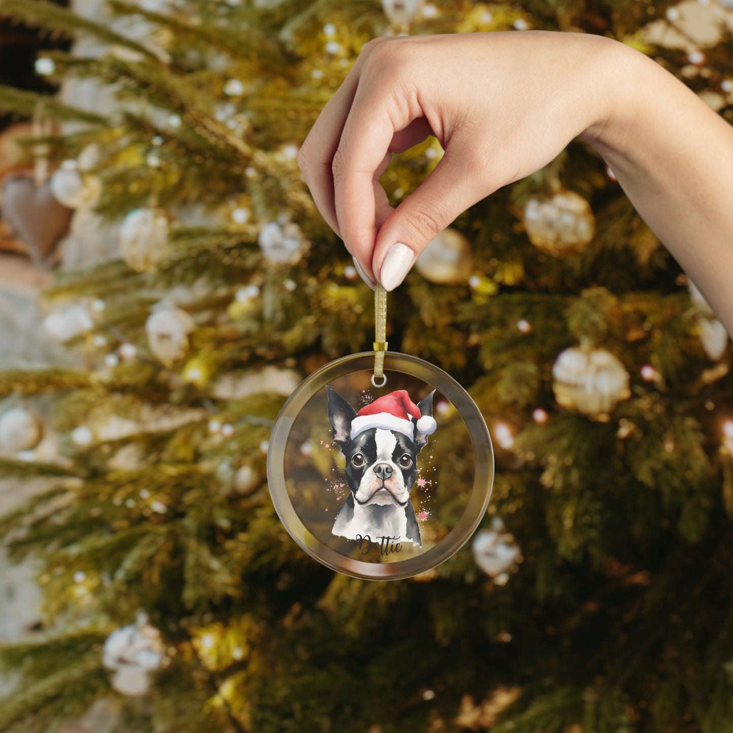 Personalized Boston Terrier Chrismtas Ornament