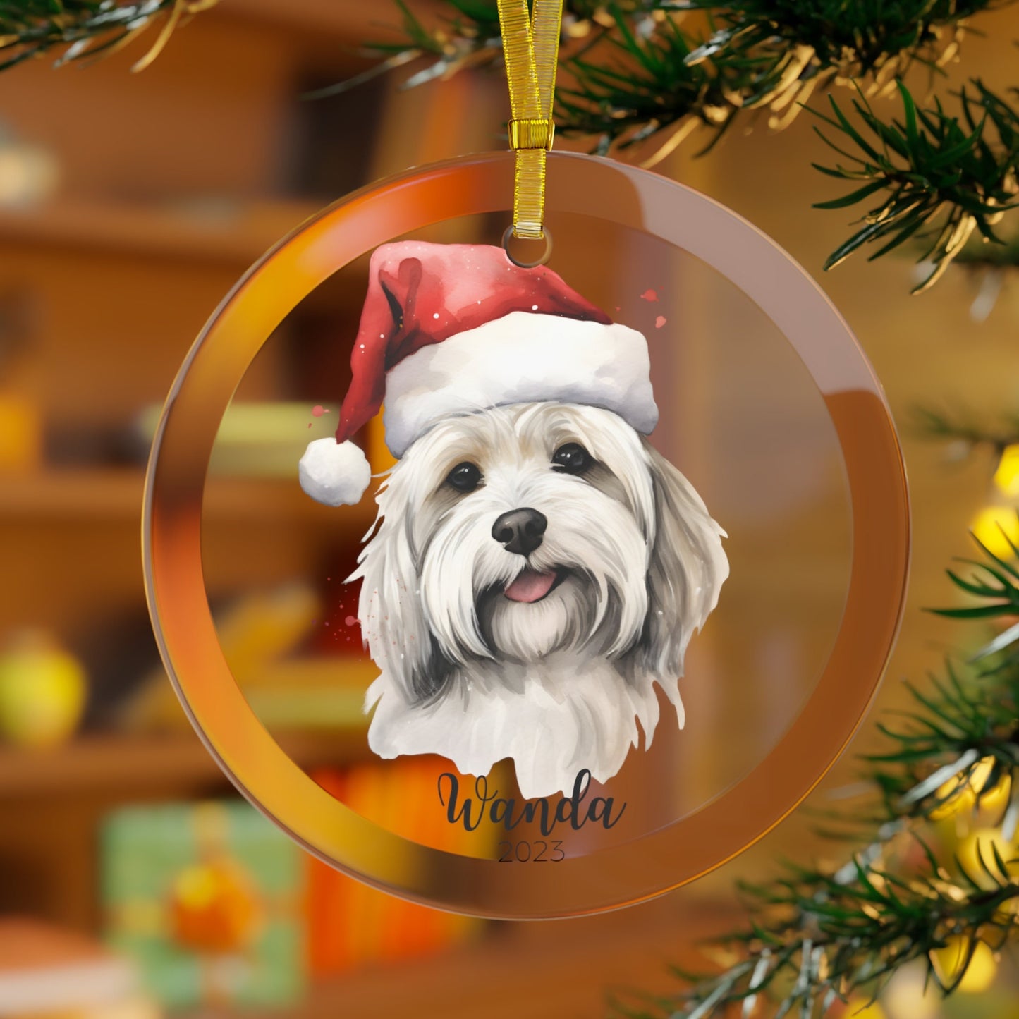 Personalized Bolognese Shih Tzu Cavachon Havanese Christmas Ornament