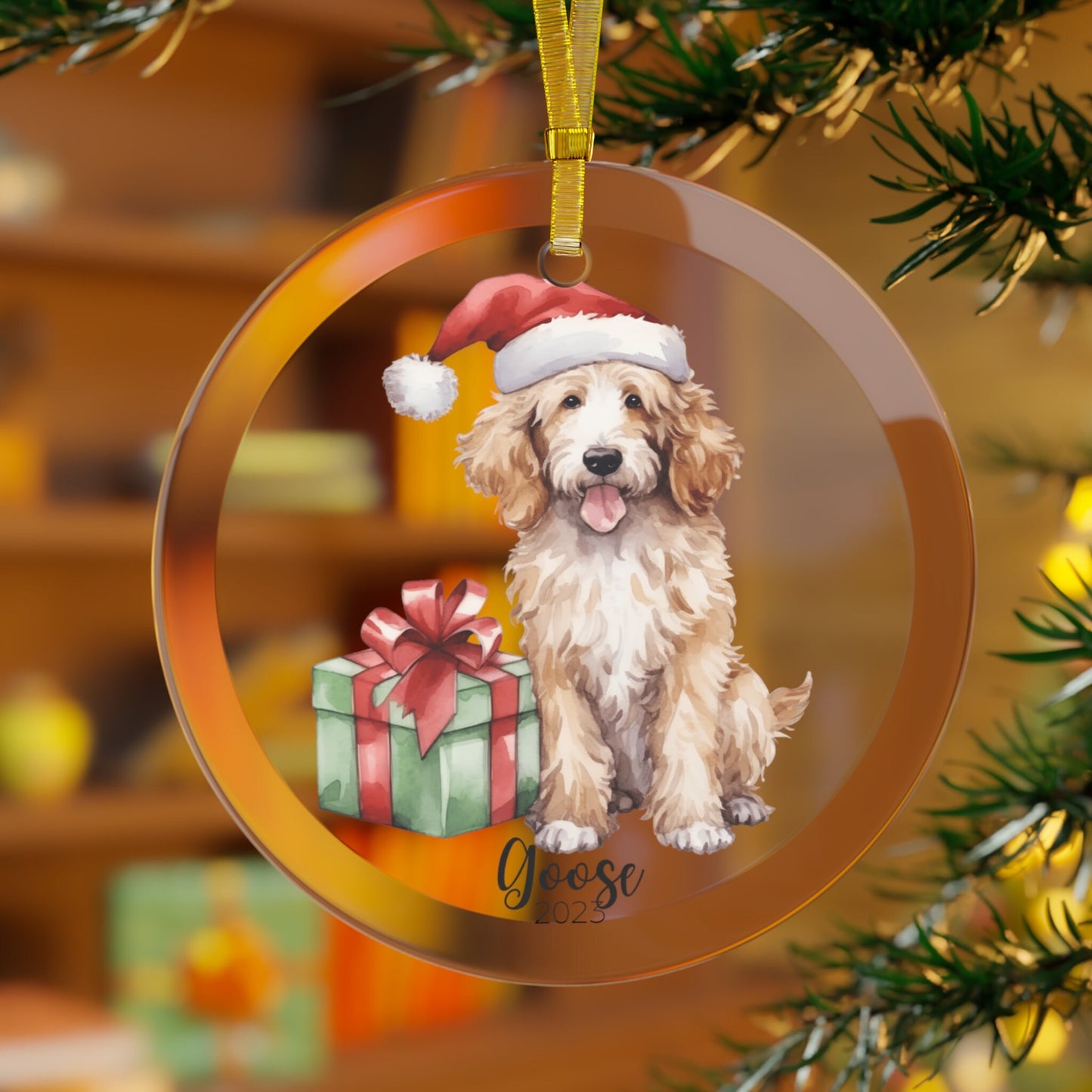 Personalized Goldendoodle Christmas Ornament