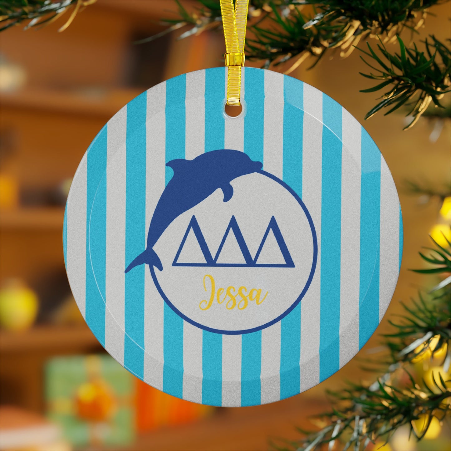 Personalized Tri delta Sorority Christmas Ornaments