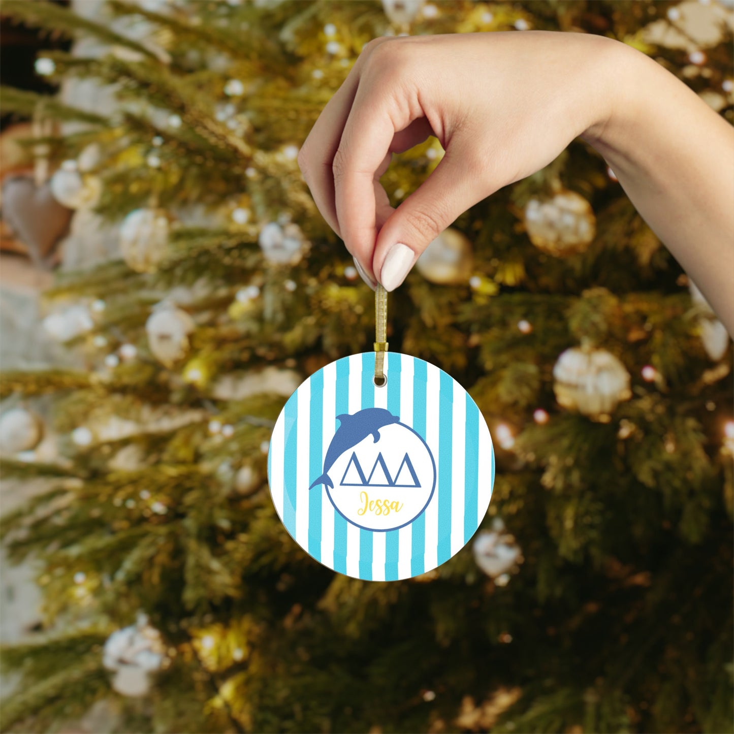 Personalized Tri delta Sorority Christmas Ornaments