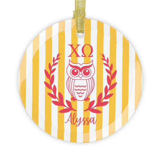 Personalized Chi Omega Christmas Ornament