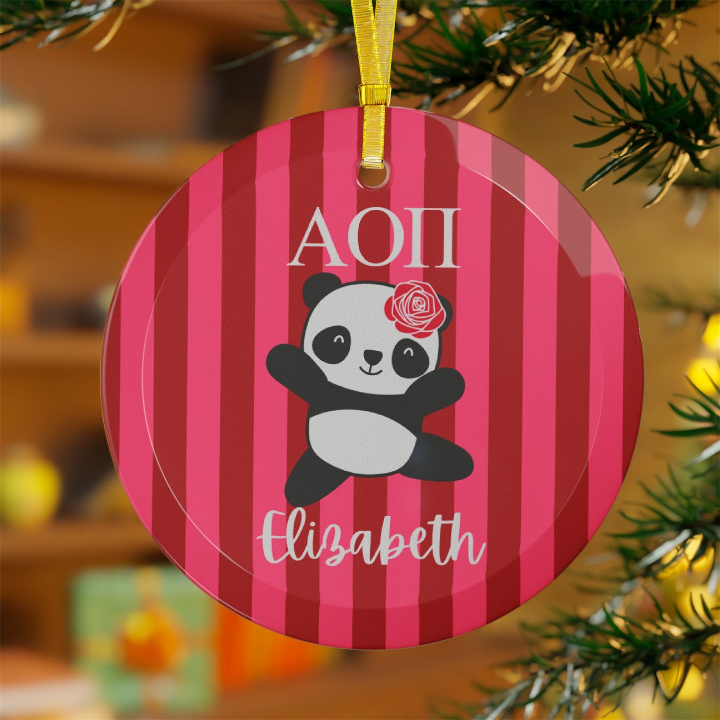 Personalized Alpha Omicron Pi Christmas Ornament