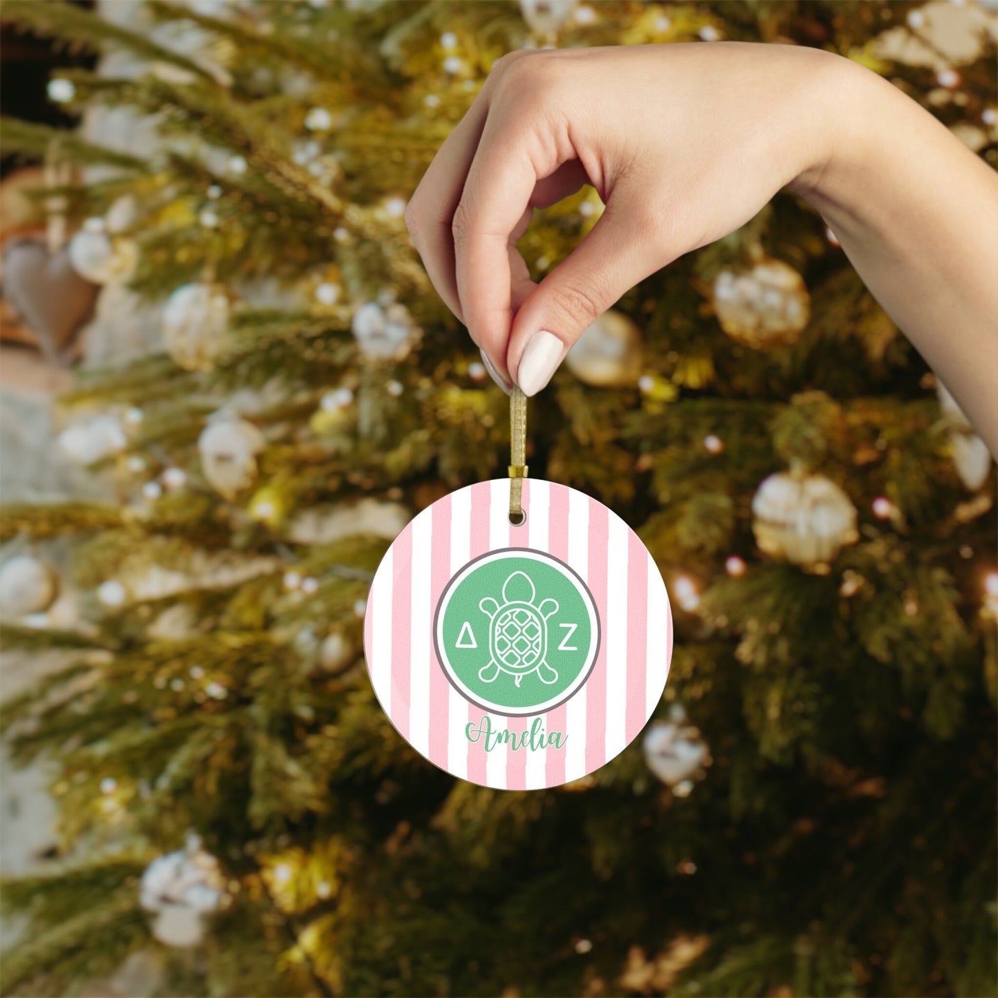 Personalized Delta Zeta Christmas Ornament