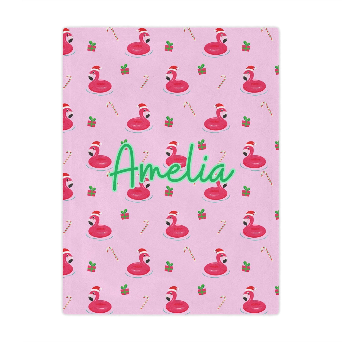 Personalized Flamingo Christmas Blanket