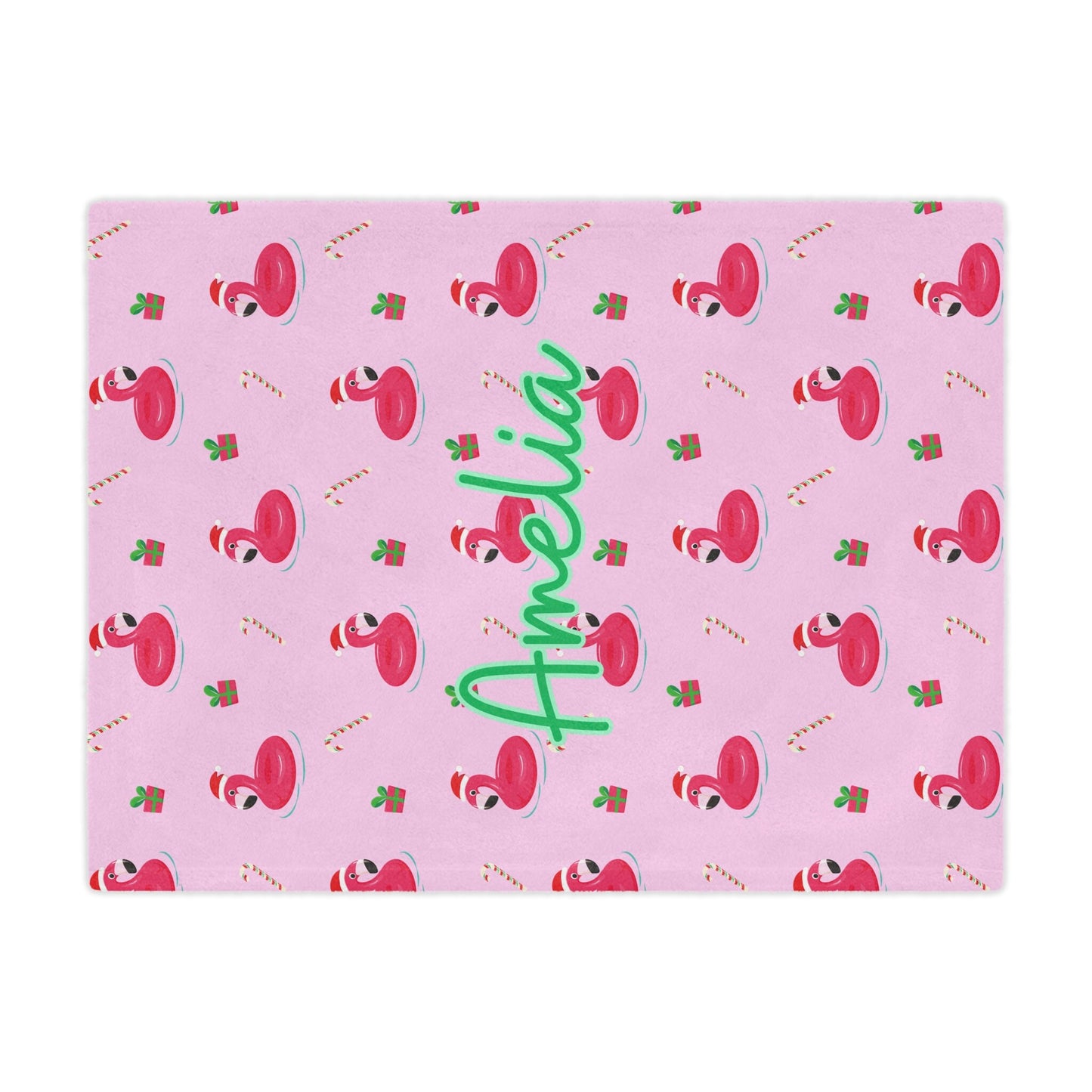 Personalized Flamingo Christmas Blanket