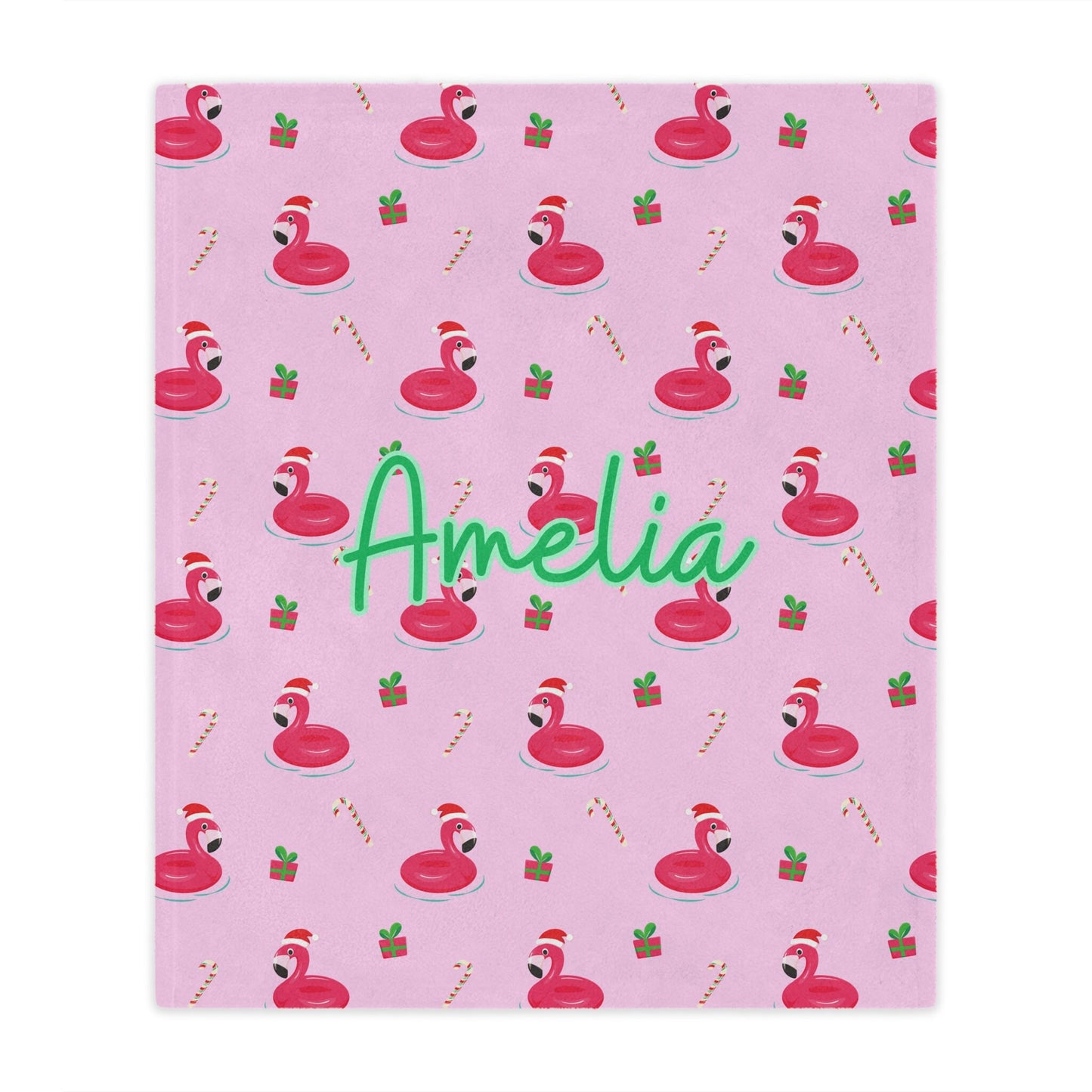 Personalized Flamingo Christmas Blanket