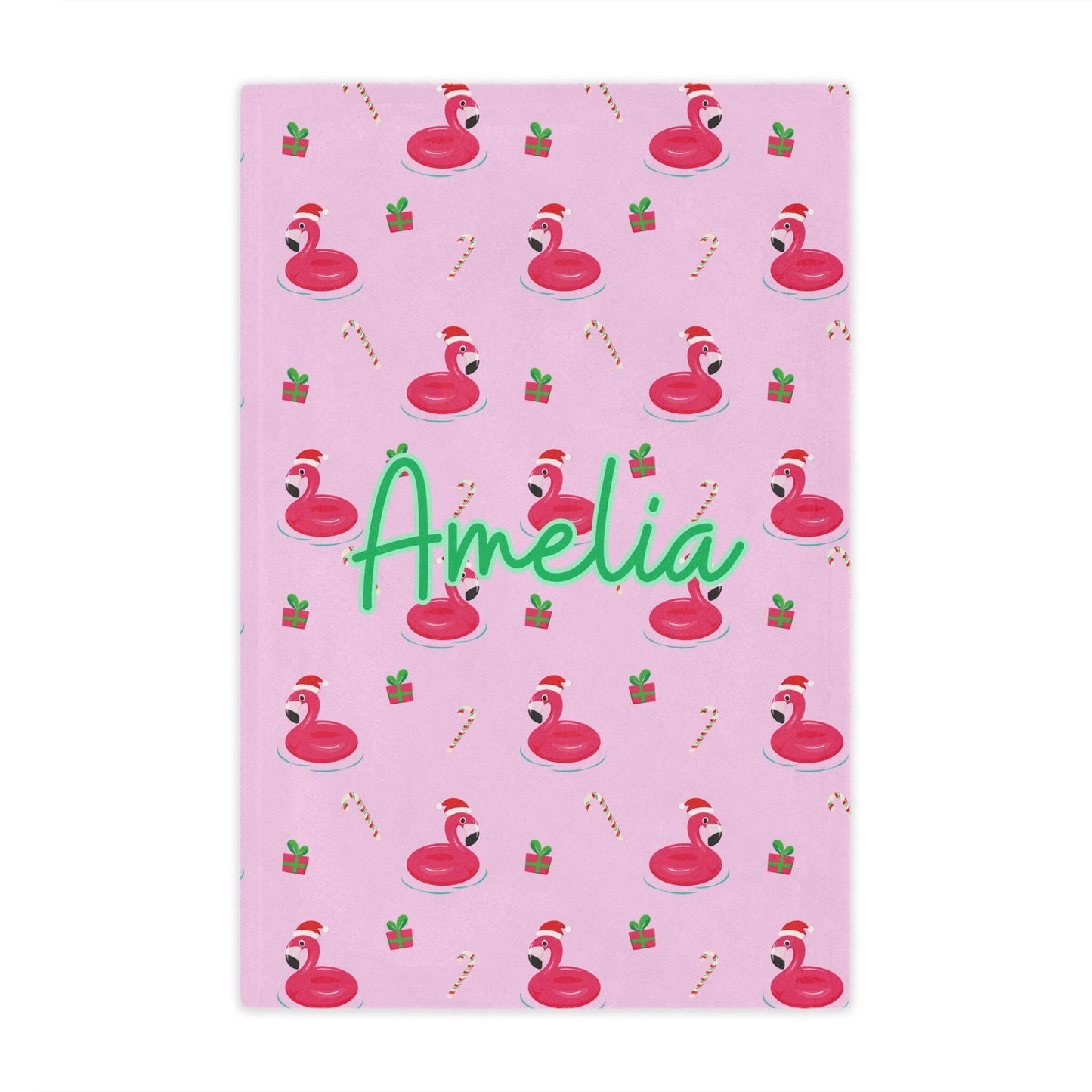 Personalized Flamingo Christmas Blanket