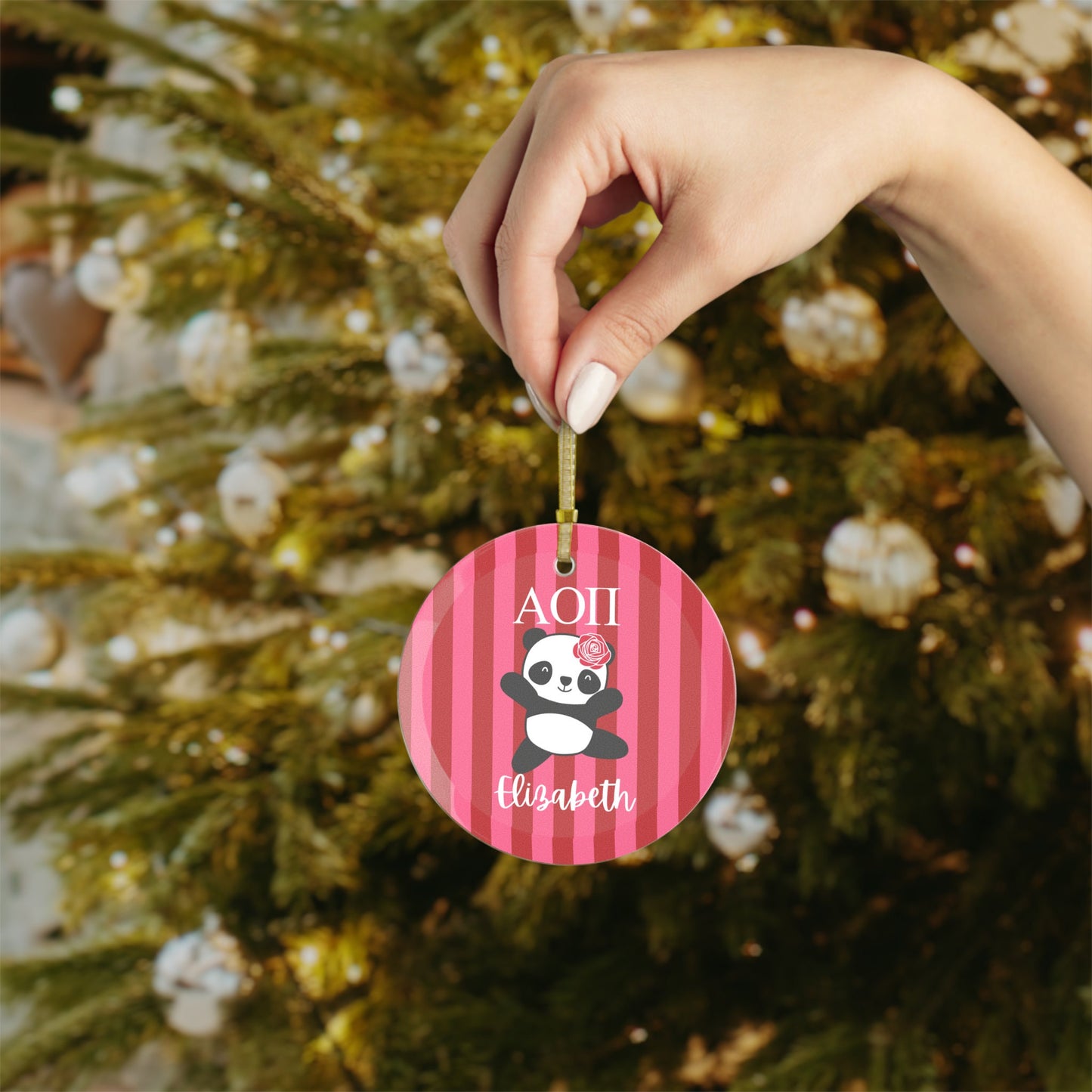 Personalized Alpha Omicron Pi Christmas Ornament