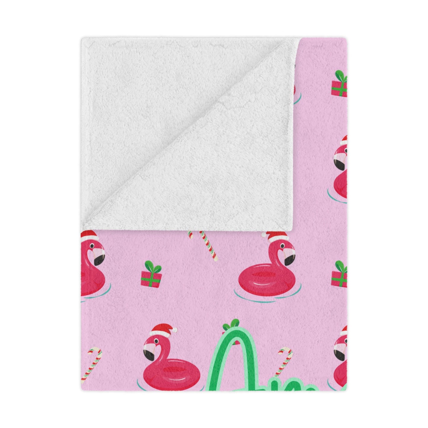 Personalized Flamingo Christmas Blanket