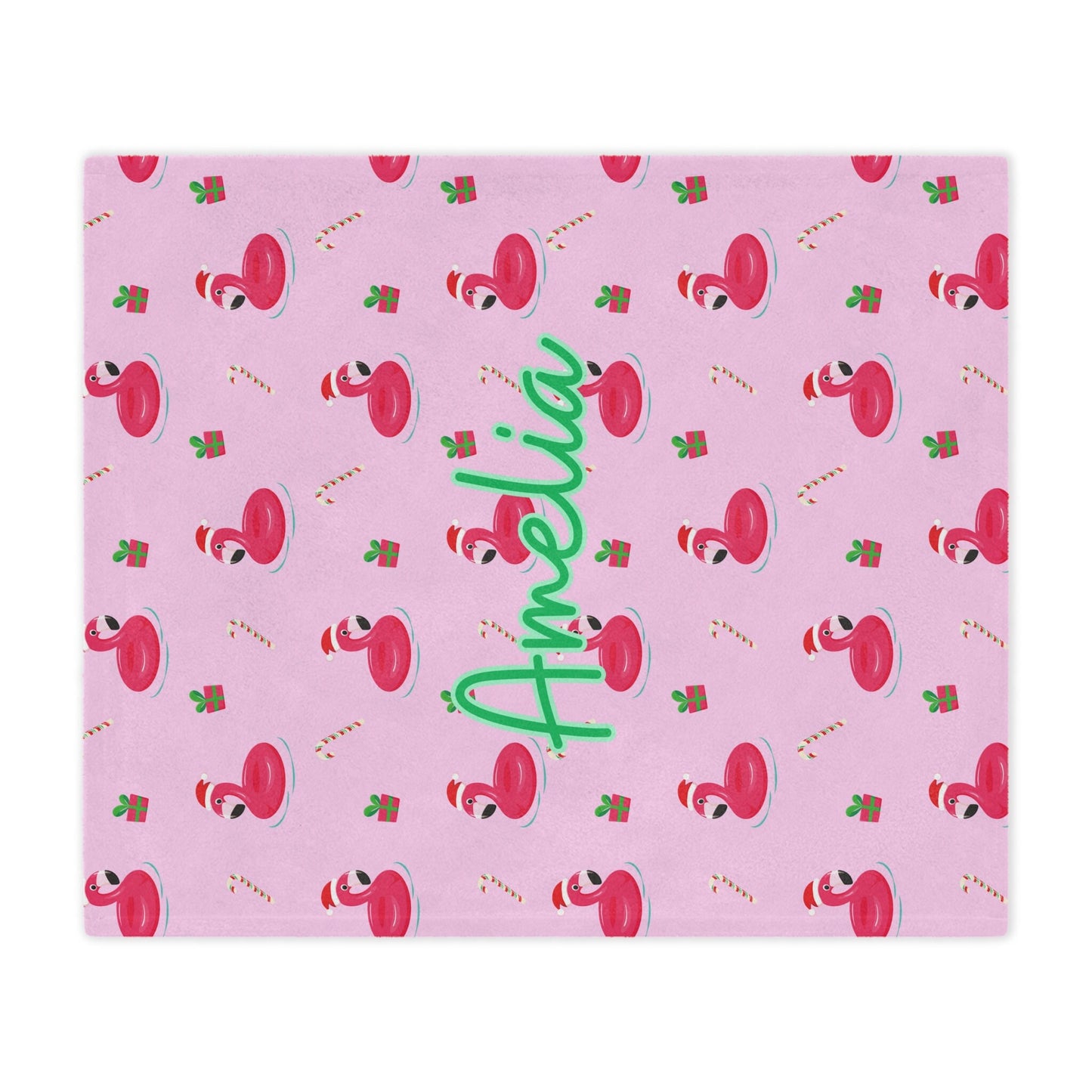 Personalized Flamingo Christmas Blanket