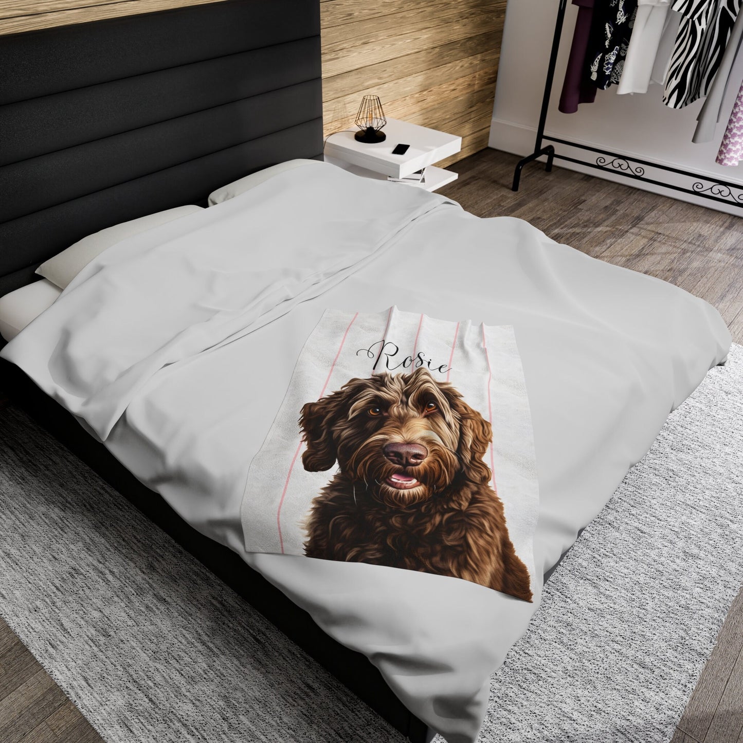 Personalized Chocolate Labradoodle Blanket