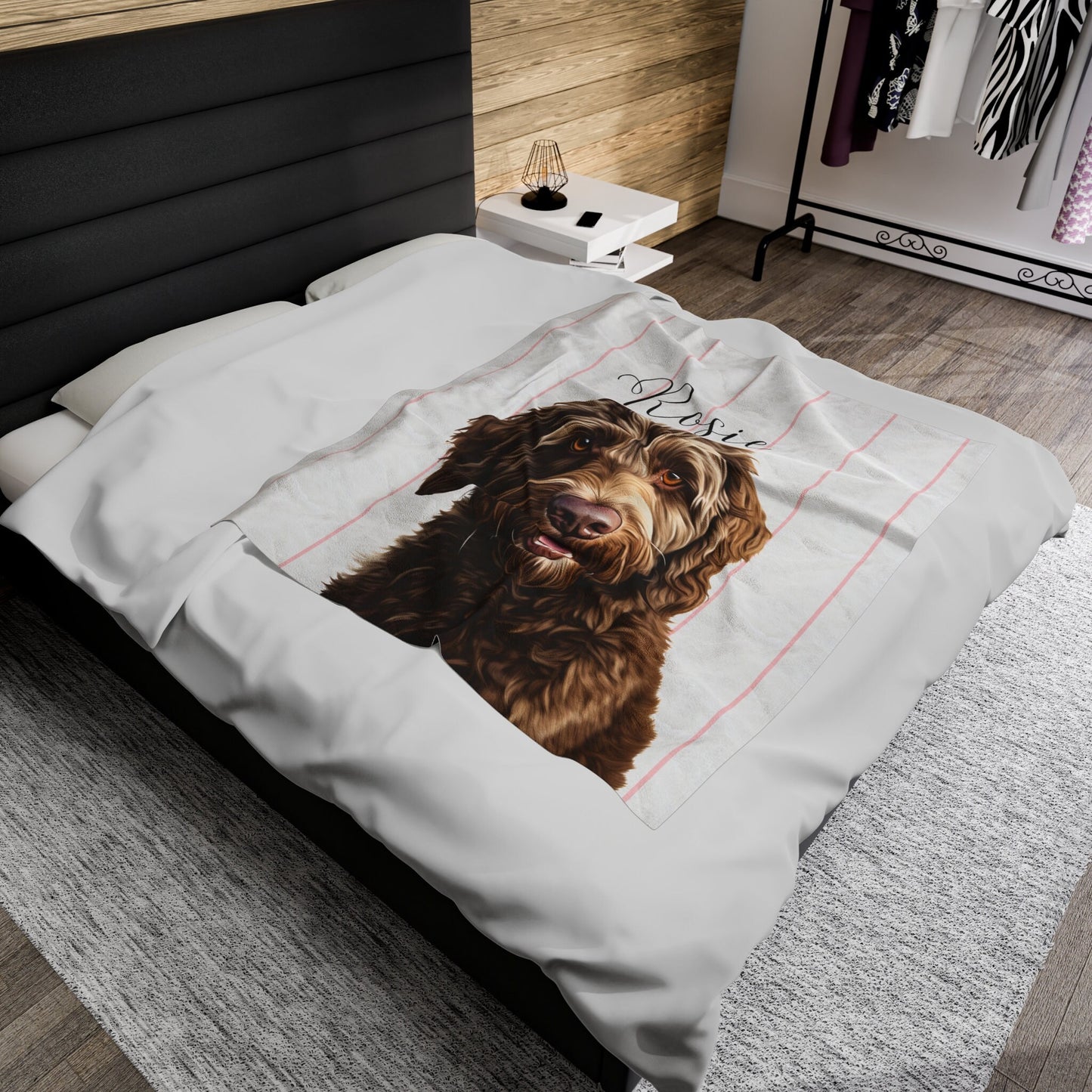 Personalized Chocolate Labradoodle Blanket