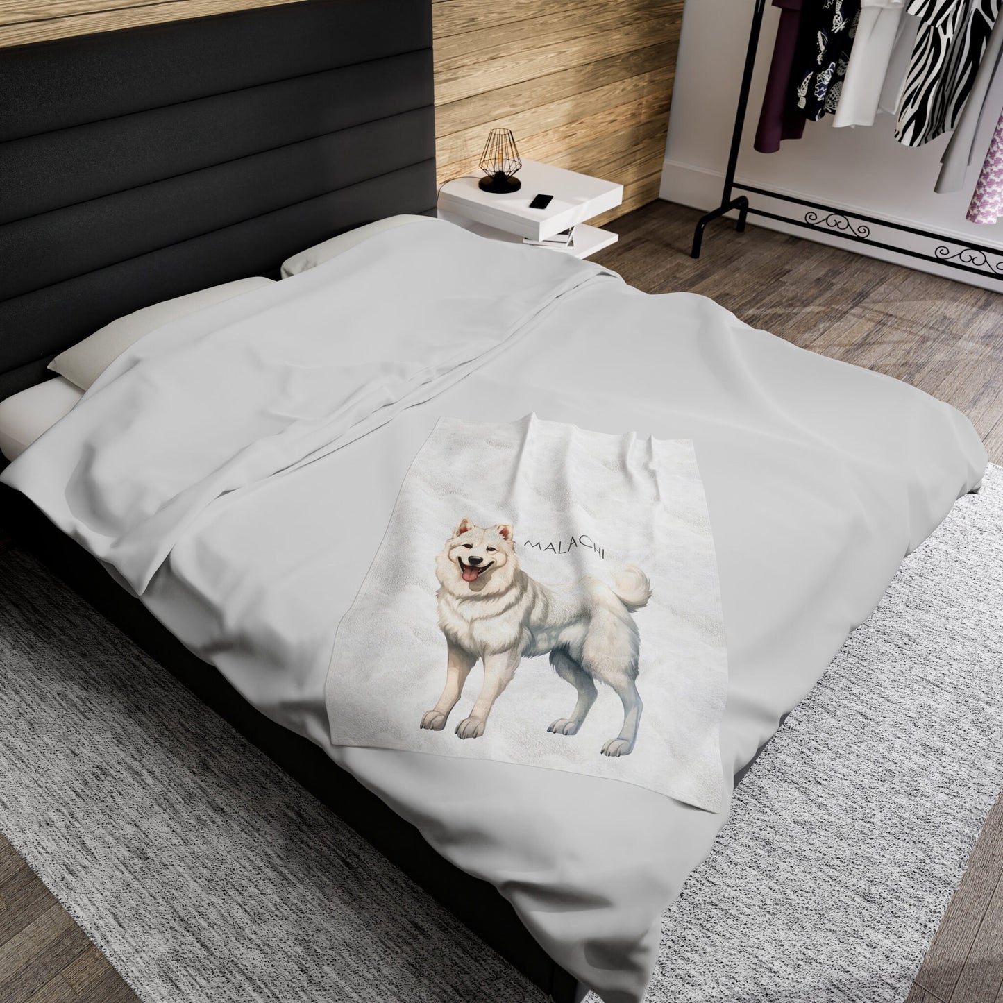 Personalized Samoyed Dog Blanket