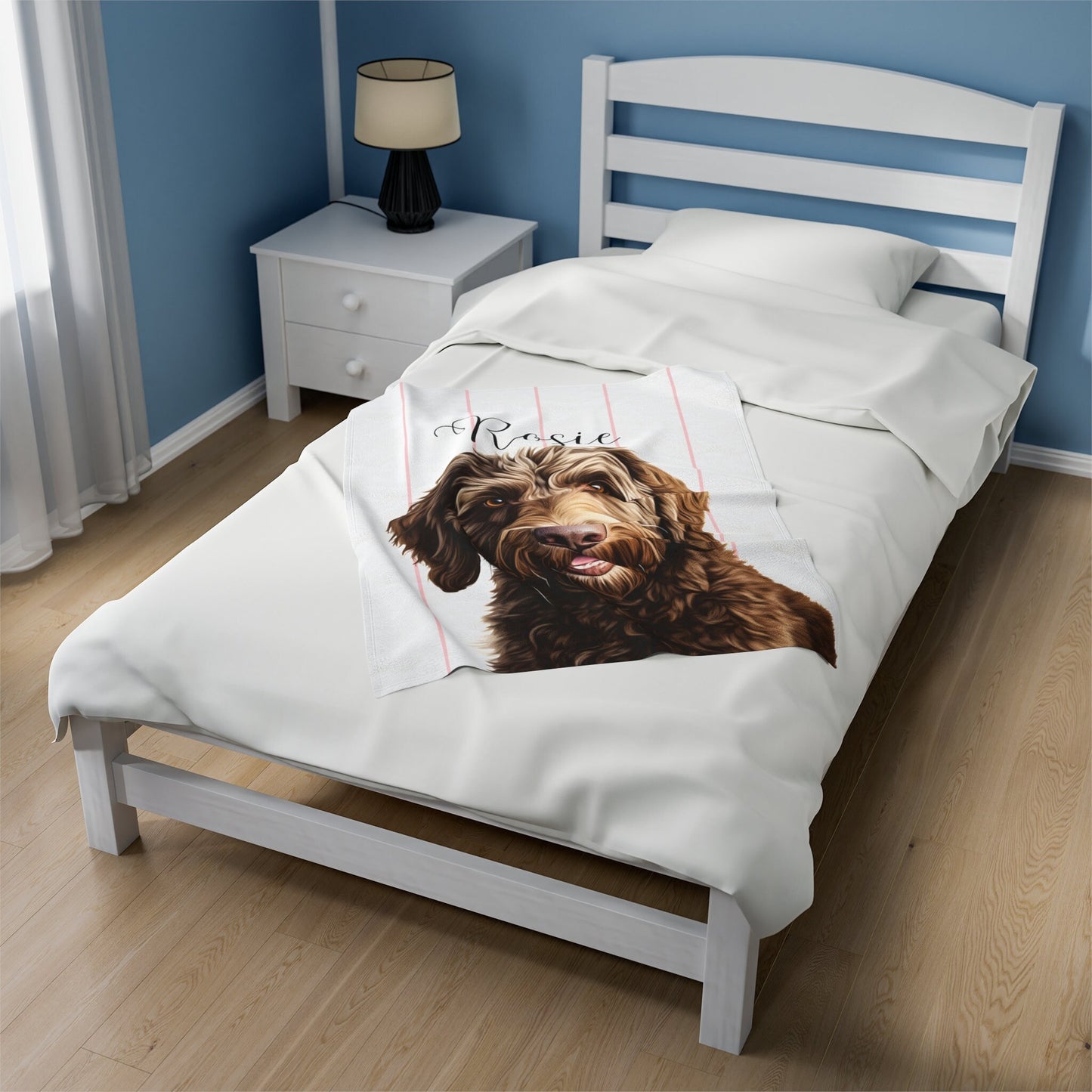 Personalized Chocolate Labradoodle Blanket