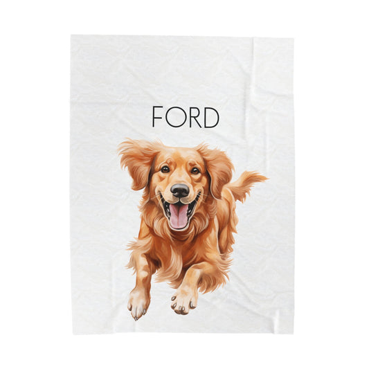 Personalized Golden Retriever Dog Blanket