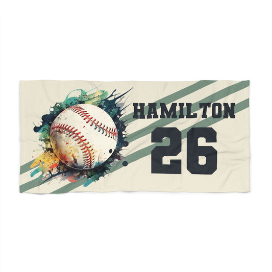 Personalized Baseball Beach Towel