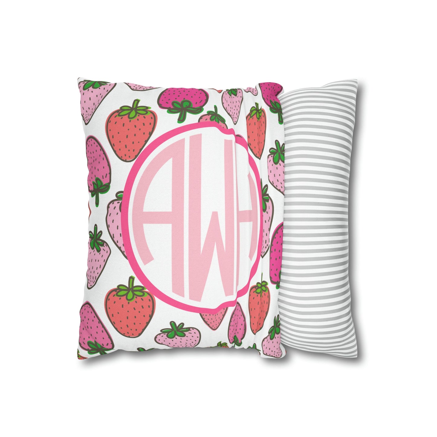 Personalized Monogram Strawberry Pillow Cover