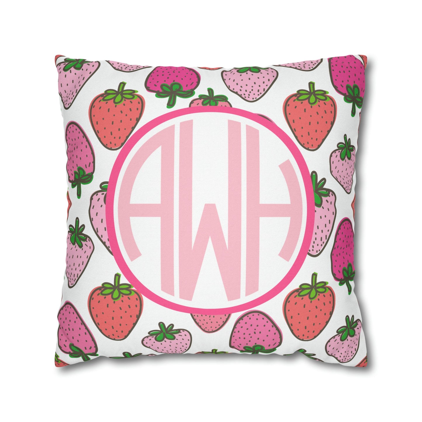 Personalized Monogram Strawberry Pillow Cover