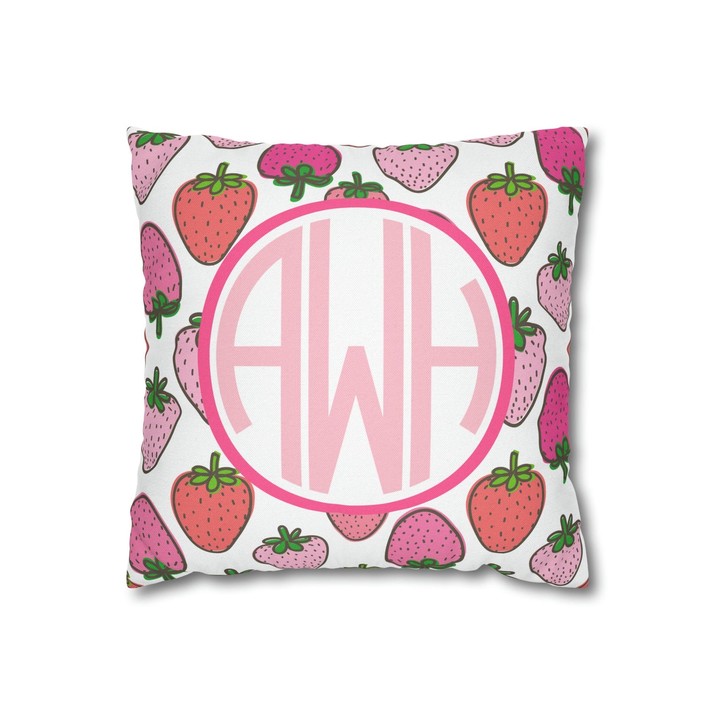 Personalized Monogram Strawberry Pillow Cover