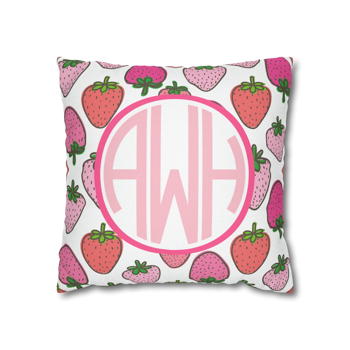 Personalized Monogram Strawberry Pillow Cover