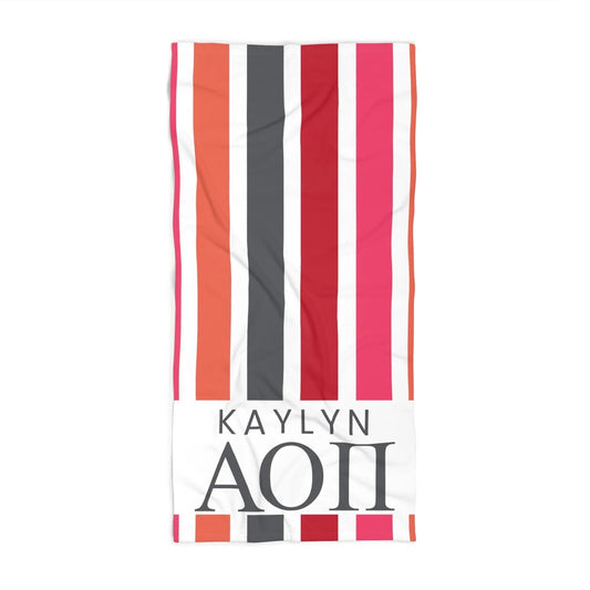 Personalized Alpha Omicron Pi Beach Towel