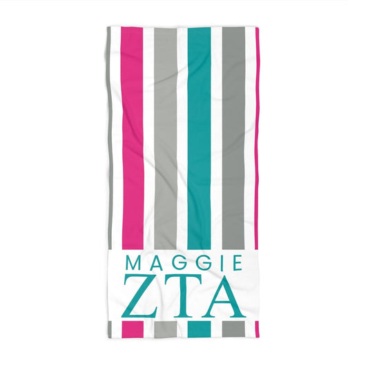 Personalized Zeta Tau Alpha Sorority Beach Towel