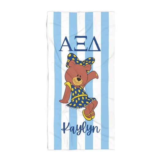 Personalized Alpha Xi Delta Beach Towel